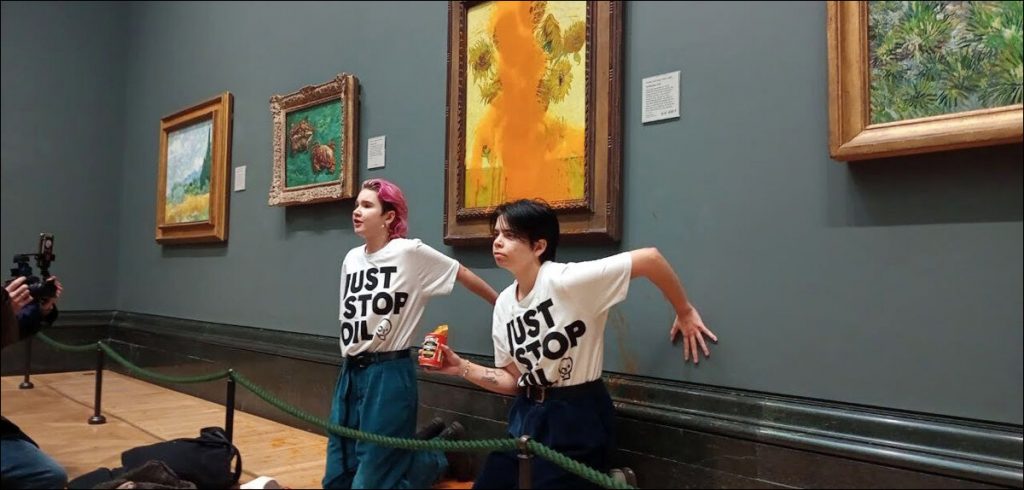 Just Stop Oil - Sunflowers - National Gallery in London